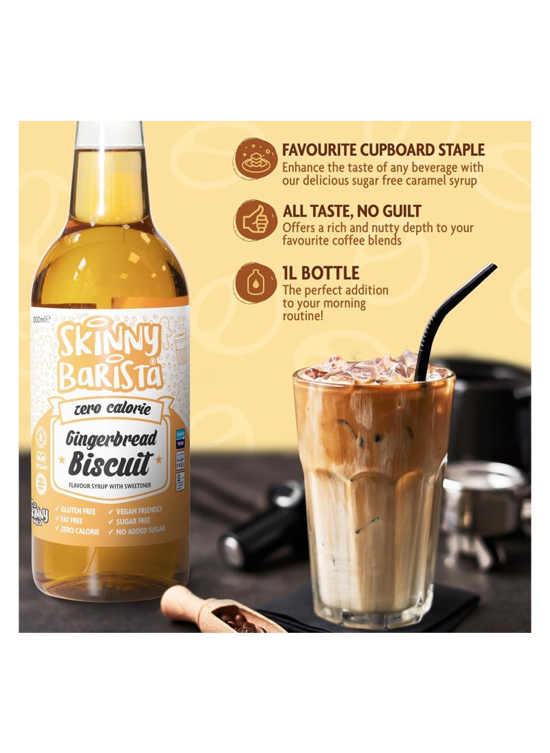 The Skinny Food Co. The Skinny Food Co. Coffee Syrup - Sugar Free  Zero Calorie Coffee Syrup For Coffee, Tea, Hot Chocolate, Fruit, Protein Drinks - Vegan-Friendly, Gluten-Free & Fat-Free GINGERBREAD BISCUIT 1L  - Image 2