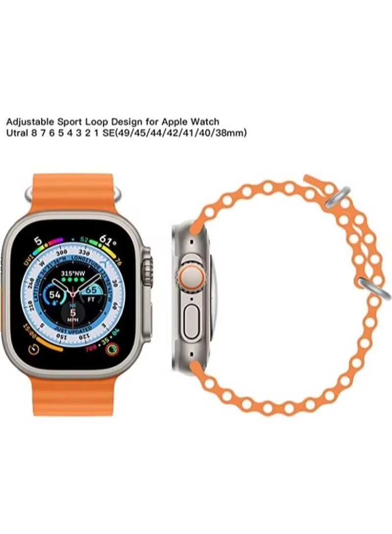 Zaboon Silicone Ocean Watch Band For Apple Watch Series 8 7 6 5 4 3 2 1 SE Compatible With Apple Watch Band 42mm 44mm 45mm 49mm Replacement Women Mens, Sport slides Strap for iWatch Ultra - Image 2