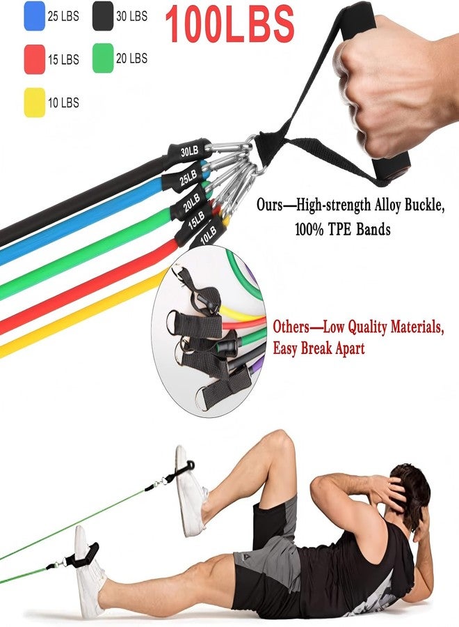 AGM Resistance Bands Set (12pcs), Workout Bands with Handles, Door Anchor, Ankle Straps and Carry Bag, Exercise Bands for Shape Body and Home Workouts - Image 3