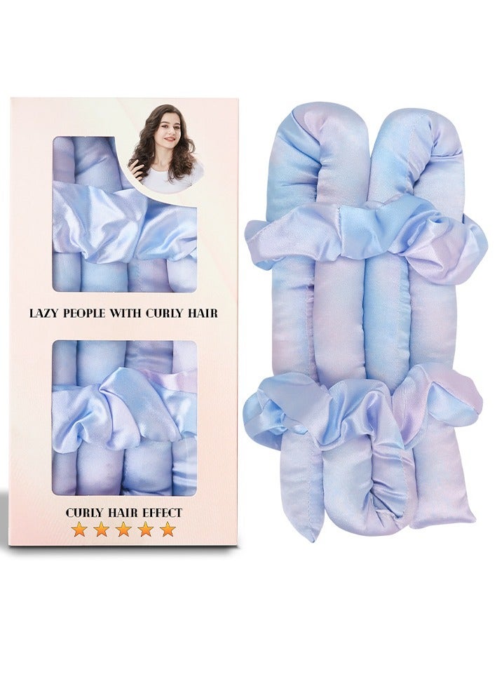 مجموعة تجعيد الشعر بدون حرارة، ملحقات الشعر للتجعيد بدون حرارة، ملحقات الشعر ودحارات الشعر الساخنة، شريط الرأس بدون حرارة، أزرق - Image 1