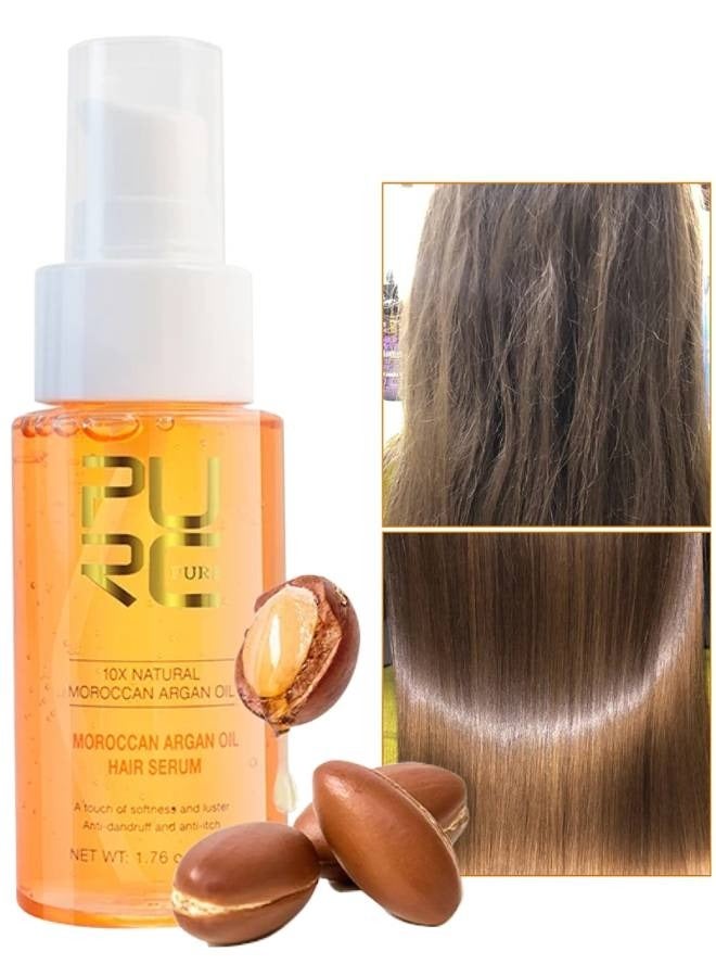 PURC 50ml Moroccan Argan Oil Hair Serum 10X Pure and Natural 100% Moroccan Argan Hair Serum Cold Pressed Virgin Anti Dandruff and Anti Itch Oil for Hair Moroccan Oil for Hair Growth and Repair - Image 1