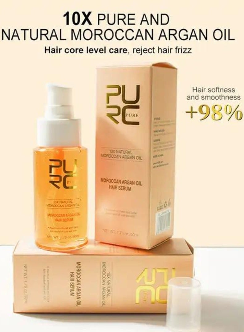 PURC 50ml Moroccan Argan Oil Hair Serum 10X Pure and Natural 100% Moroccan Argan Hair Serum Cold Pressed Virgin Anti Dandruff and Anti Itch Oil for Hair Moroccan Oil for Hair Growth and Repair - Image 2