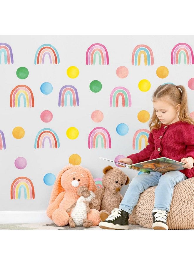 Decowall ملصقات حائط Dsl8059 منقطة وقوس قزح ديكور غرفة نوم أطفال حضانة تقشير عصا فينيل دائرية غرفة معيشة بنات قطع قابلة للإزالة فن بوهو غرفة لعب ألوان مائية طفل - Image 3