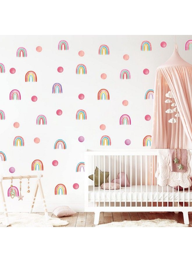Decowall ملصقات حائط Dsl8059 منقطة وقوس قزح ديكور غرفة نوم أطفال حضانة تقشير عصا فينيل دائرية غرفة معيشة بنات قطع قابلة للإزالة فن بوهو غرفة لعب ألوان مائية طفل - Image 1