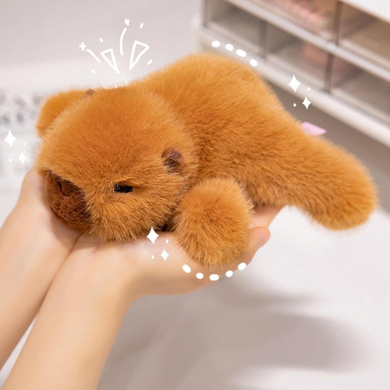 PEACH CAT دمية كابيبارا من بحجم 11.8 بوصات، حيوان كابيبارا لطيف محشو، ألعاب قطيفة ناعمة، هدايا للأطفال، بني - Image 3
