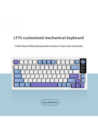 Langtu LT75 لوحة مفاتيح لاسلكية بلوتوث اتصال ثلاثي الأوضاع مخصص للمكتب عالي القيمة للألعاب الرياضية الإلكترونية لوحة مفاتيح ميكانيكية - اللون: LT75 ملح البحر الفضي اليشم [اتصال ثلاثي الأوضاع] شاشة LCD ضوء RGB - pzsku/Z70642496117468FED07BZ/45/1746189556/6df72fdd-ae8c-412f-93de-bcd06b1ae59e