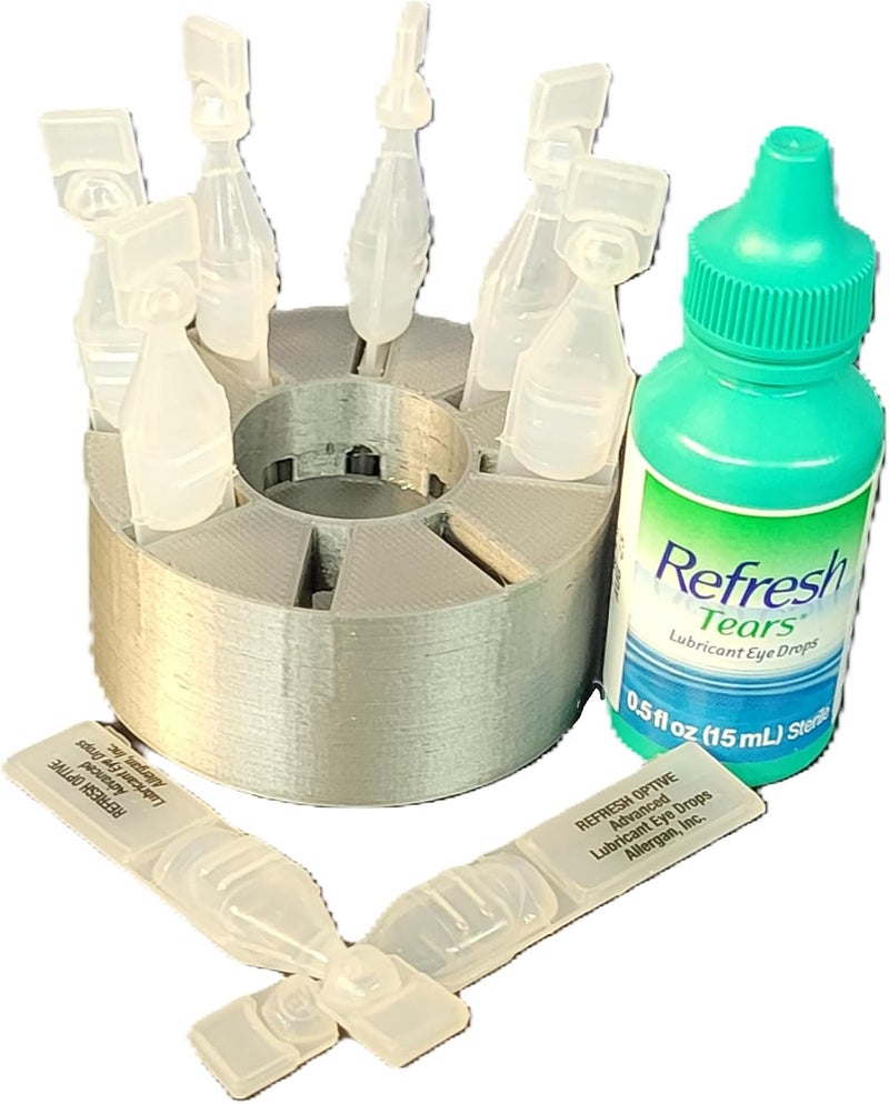 Znet3D Eye Drops Holder for vials and Bottle - Holds Eight (8) Disposable Vials and One (1) Eye Drop Bottle (Silver) - Image 3