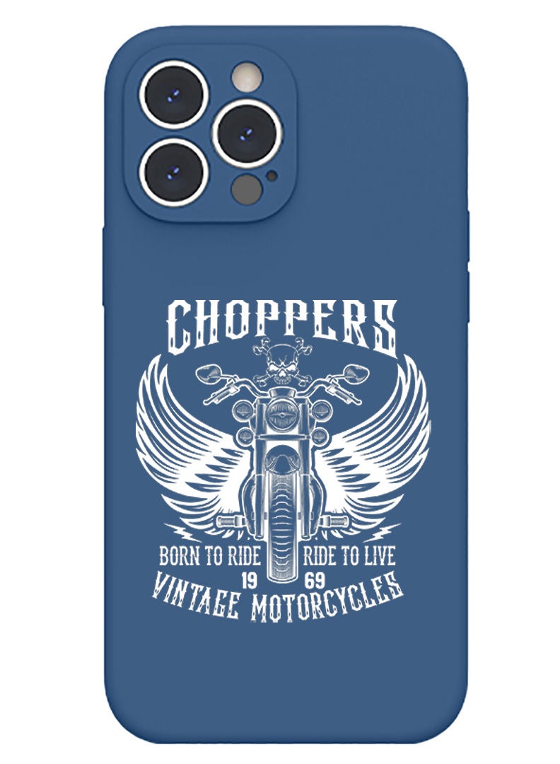 Theodor Protective Slim Fit Case Liquid Silicone Cover with Full Body Protection Anti-Scratch Shockproof Case For iPhone 12 Pro Max Blue  - Choppers white copy - Image 1