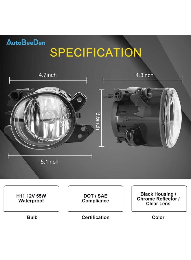AutoBeeDen Fog Lights compatible with Mercedes Benz MB C200 C230 C300 C350 CL550 CL600 CLS500 CLS550 E200 E300 E350 E500 E550 E63 AMG GL320 GL500 GL550 GLK250 CLK350 ML320 ML550 S550 S600 (Clear) - Image 3