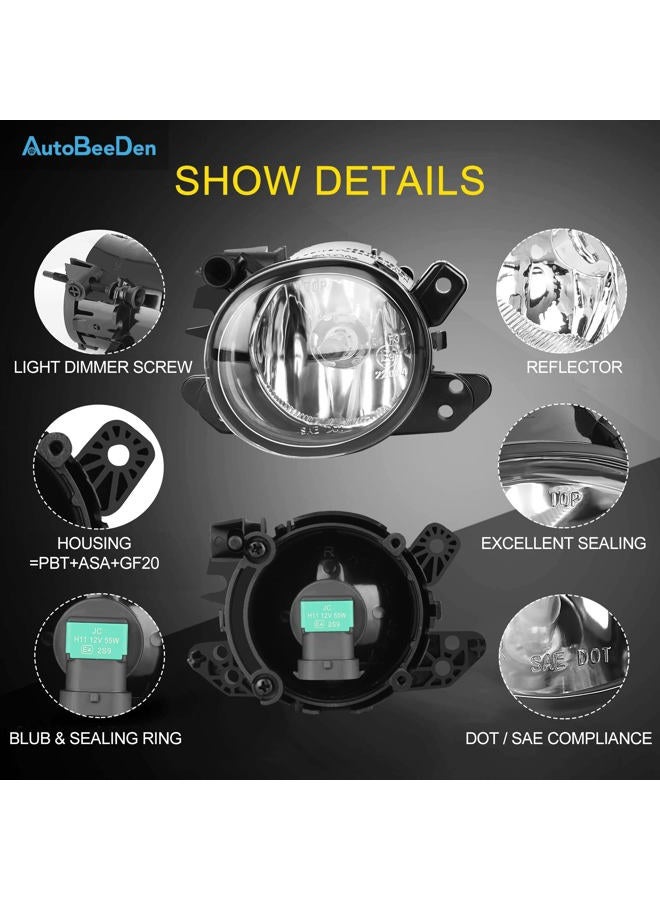 AutoBeeDen Fog Lights compatible with Mercedes Benz MB C200 C230 C300 C350 CL550 CL600 CLS500 CLS550 E200 E300 E350 E500 E550 E63 AMG GL320 GL500 GL550 GLK250 CLK350 ML320 ML550 S550 S600 (Clear) - Image 4