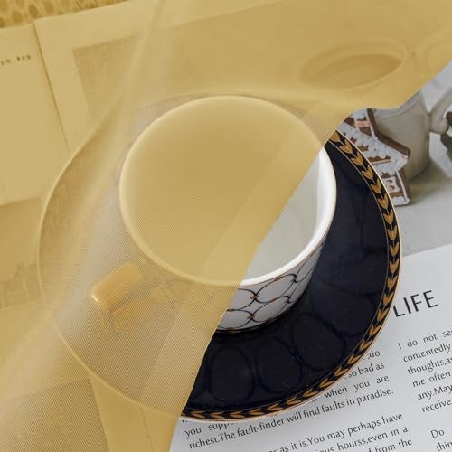 OVZME Gold Sheer Curtains 54 Inches Long 2 Panels - Soft Light Filtering Window Sheer Panels for Living Room/Bedroom, Top Dual Rod Pocket, 1 Pair, Each 42Wx54L Inches - Image 4