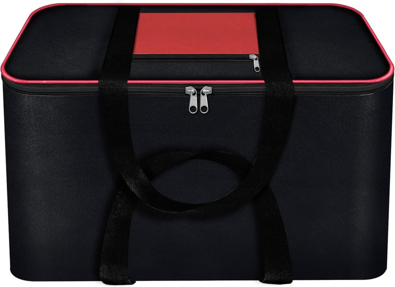 Storite Nylon Big Underbed Storage Bag Moisture Proof Cloth Organiser with Zippered Closure and Handle(BlackRed, 54x46x28cm) Rectangular - Image 1