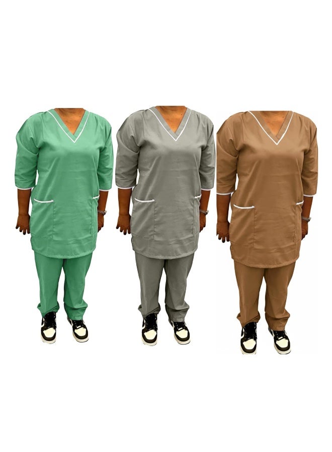 3 قطعه بدلة تنظيف موحدة للعمالة المنزلية - Image 1