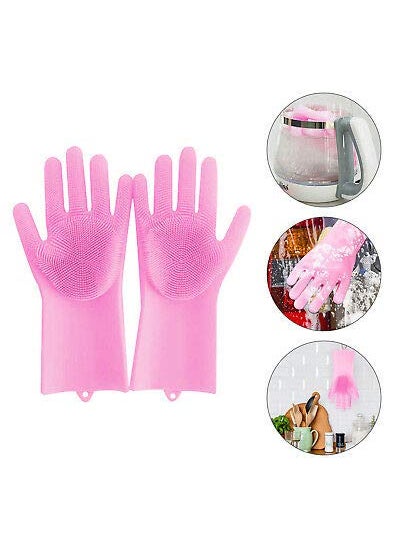 Debire - DEBIRE Silicone Scrub Cleaning Gloves with Scrubber for Dish washing and Pet Grooming, Latex-Free (Multicolour - 1) - Image 1