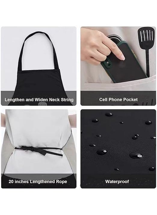 NFI essentials - NFI essentials Kitchen Apron for Women Men with Hand-wiping Side Towel and Big Front Pocket, Waterproof Apron for Kitchen, Cooking Chef Apron Kitchen Accessories items for Home Cooking - Image 1