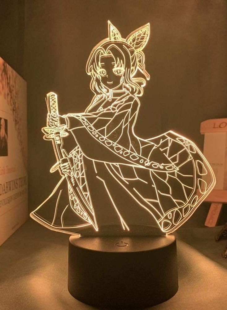althiqahkey 3D Illusion Light LED Night Light Anime Demony Solder Kocho Kanae Manga Kocho Kanae for Bedroom Decor Kimetsu No Yaiba Kids Birthday Gift Children's Birthday Ramadan Gifts  - Image 1