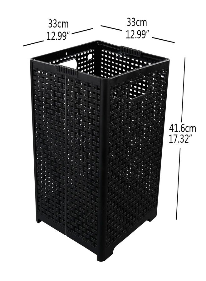 Begale 2-Pack 42 L Folding Plastic Laundry Baskets, Collapsible Laundry Hamper, Large Storage Basket, Black - Image 2