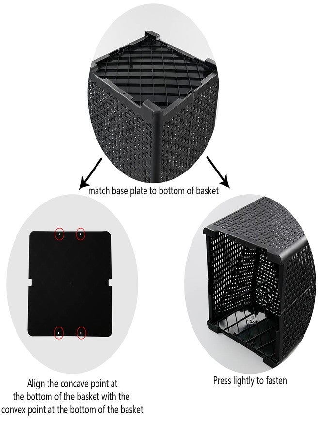 Begale 2-Pack 42 L Folding Plastic Laundry Baskets, Collapsible Laundry Hamper, Large Storage Basket, Black - Image 4