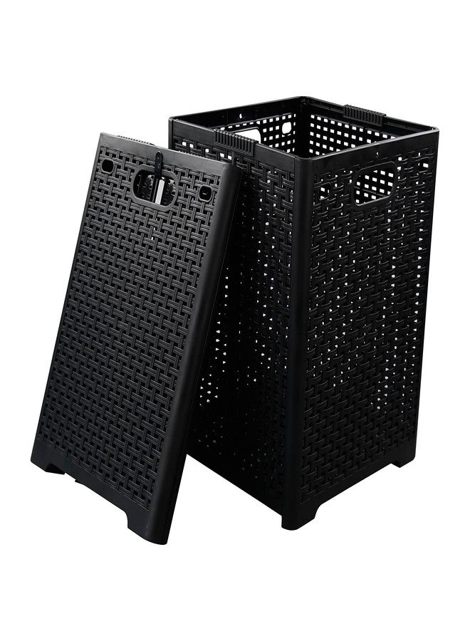 Begale 2-Pack 42 L Folding Plastic Laundry Baskets, Collapsible Laundry Hamper, Large Storage Basket, Black - Image 1