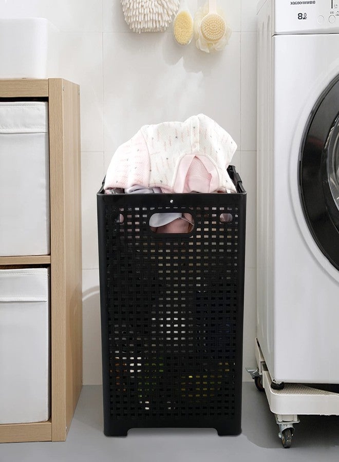 Begale 2-Pack 42 L Folding Plastic Laundry Baskets, Collapsible Laundry Hamper, Large Storage Basket, Black - Image 5