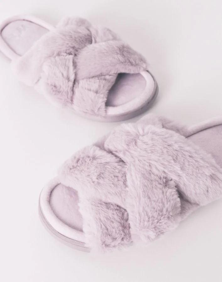 women'secret Slipper With Lilac Fur