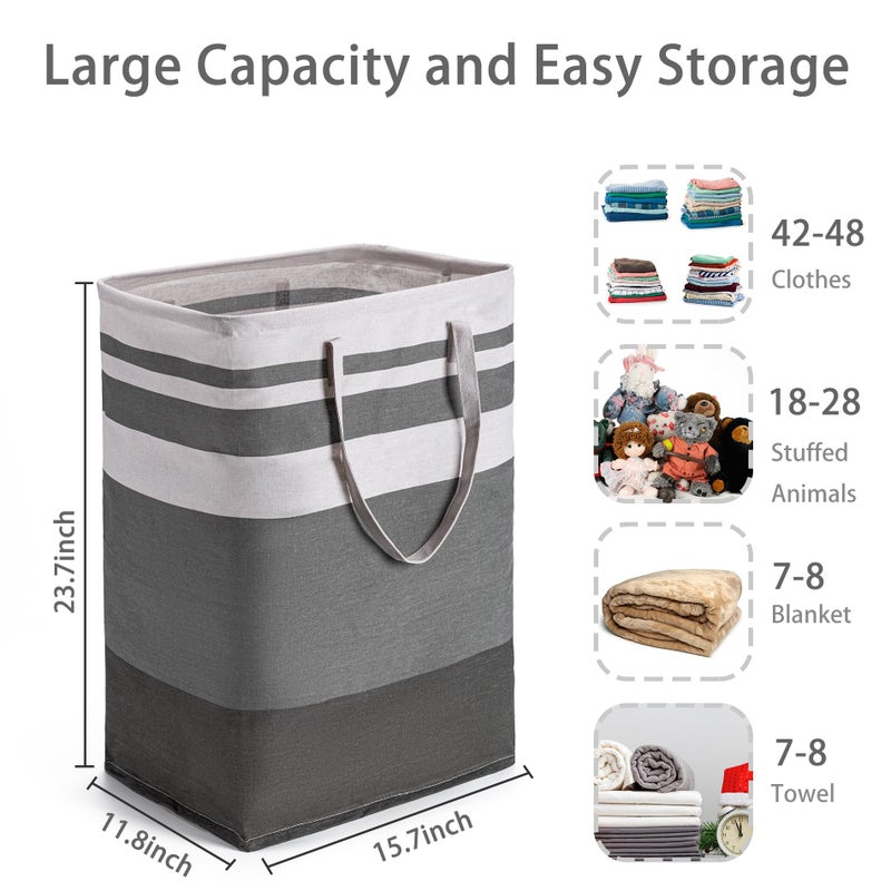 BOOMIBOO 2 Pack Large Laundry Basket,Waterproof Freestanding Laundry Hamper,Collapsible Clothes Basket with Easy Carry Handles in Laundry Room Bathroom Bedroom Dorm,Gradient Grey,75L - Image 3