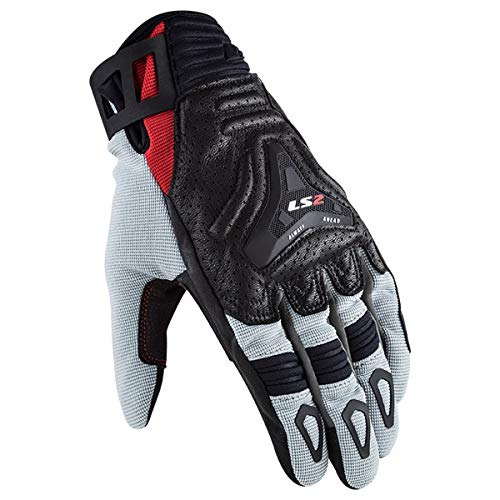 LS2 Helmets Men's All Terrain Touring Glove (Red/Gray - Large) - Image 1