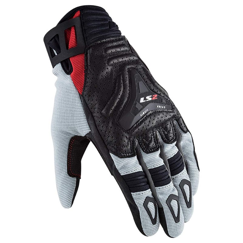 LS2 Helmets Men's All Terrain Touring Glove (Red/Gray - Large) - Image 5
