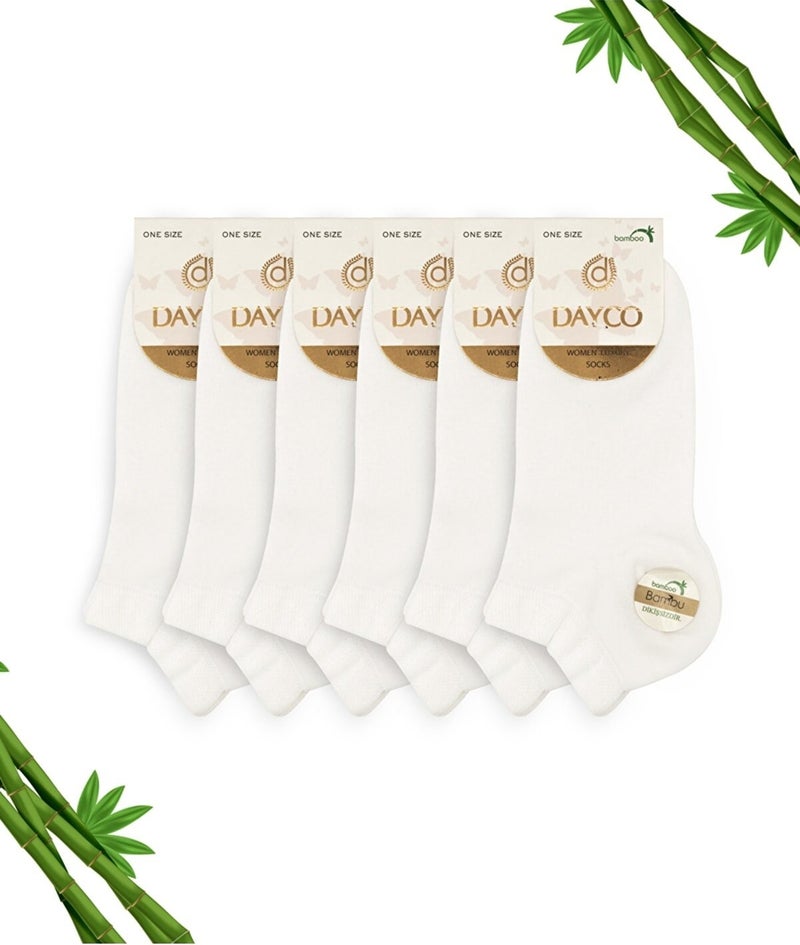 DAYCO White Women's Bamboo Booties Socks Set of 6 