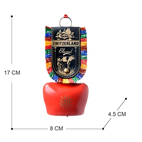 Tej Gifts Swiss Cow Bell – Metal Vastu Bell, DDLJ Style Hanging Bell Key Chain, Car & Door Hanging, Religious Wall Décor & Good Luck Gift (Size 5 = 8 cm x 4.5 cm x 17 cm) - Image 2