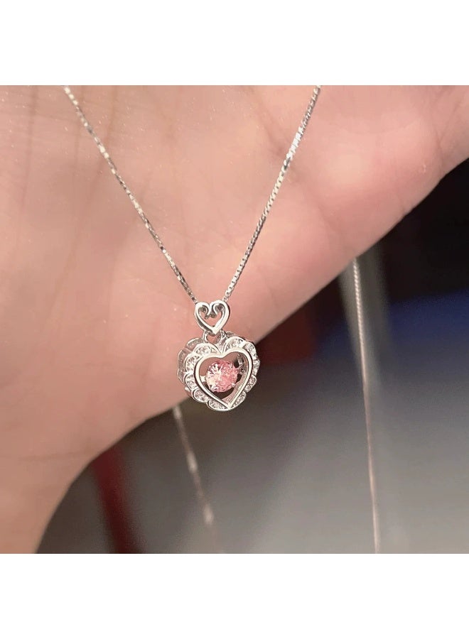 Goolsky Pink Heart Pendant Necklace for Women – Elegant Sparkling Zircon, Dainty Love Jewelry, Romantic Gift, Luxury Choker, Daily/Anniversaries - Image 5