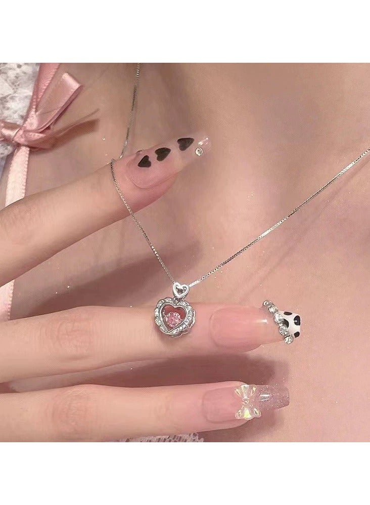 Goolsky Pink Heart Pendant Necklace for Women – Elegant Sparkling Zircon, Dainty Love Jewelry, Romantic Gift, Luxury Choker, Daily/Anniversaries - Image 2