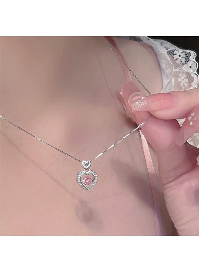 Goolsky Pink Heart Pendant Necklace for Women – Elegant Sparkling Zircon, Dainty Love Jewelry, Romantic Gift, Luxury Choker, Daily/Anniversaries - Image 4