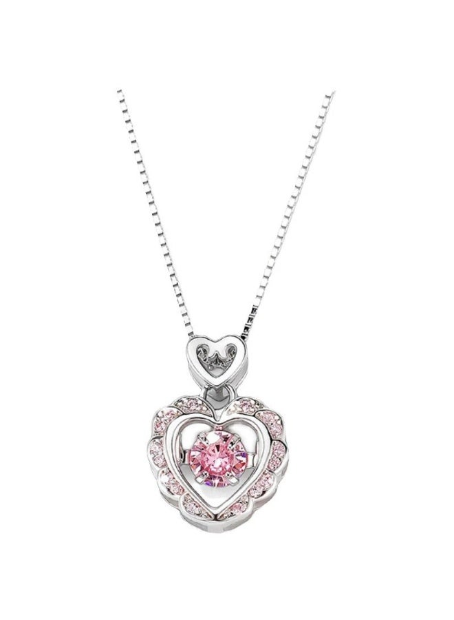 Goolsky Pink Heart Pendant Necklace for Women – Elegant Sparkling Zircon, Dainty Love Jewelry, Romantic Gift, Luxury Choker, Daily/Anniversaries - Image 1