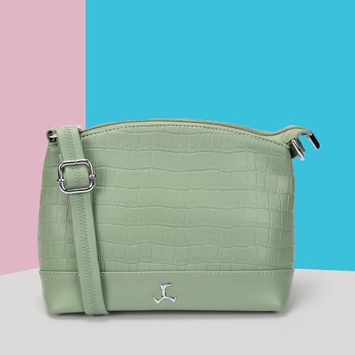 Mochi Women Green Casual Faux leather Soft Body Zipper closure Solid Sling Bag (66-778) - Image 2