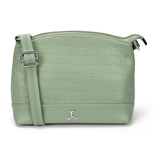 Mochi Women Green Casual Faux leather Soft Body Zipper closure Solid Sling Bag (66-778) - Image 1