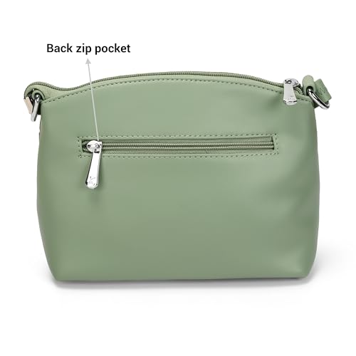 Mochi Women Green Casual Faux leather Soft Body Zipper closure Solid Sling Bag (66-778) - Image 5