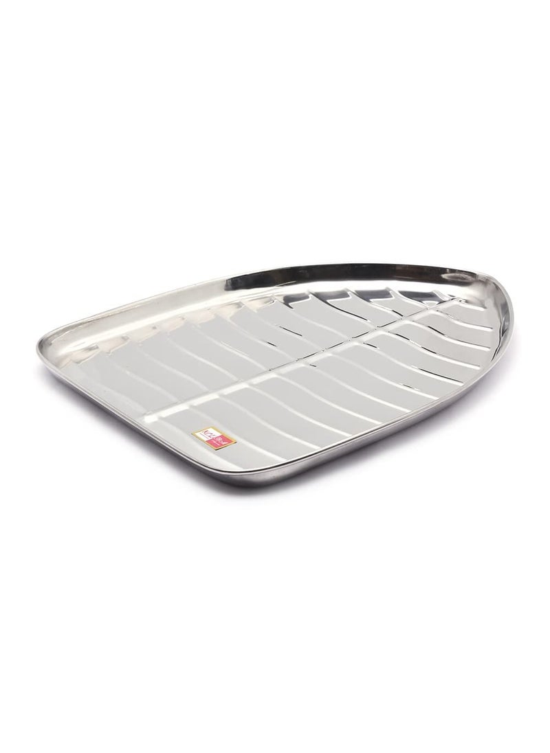 KCL KCL Stainless Steel Leaf Shaped Banana PlatesDinner PlatesLunch Plates 6 Unit Diameter 235 Cms no 00 6  - Image 3