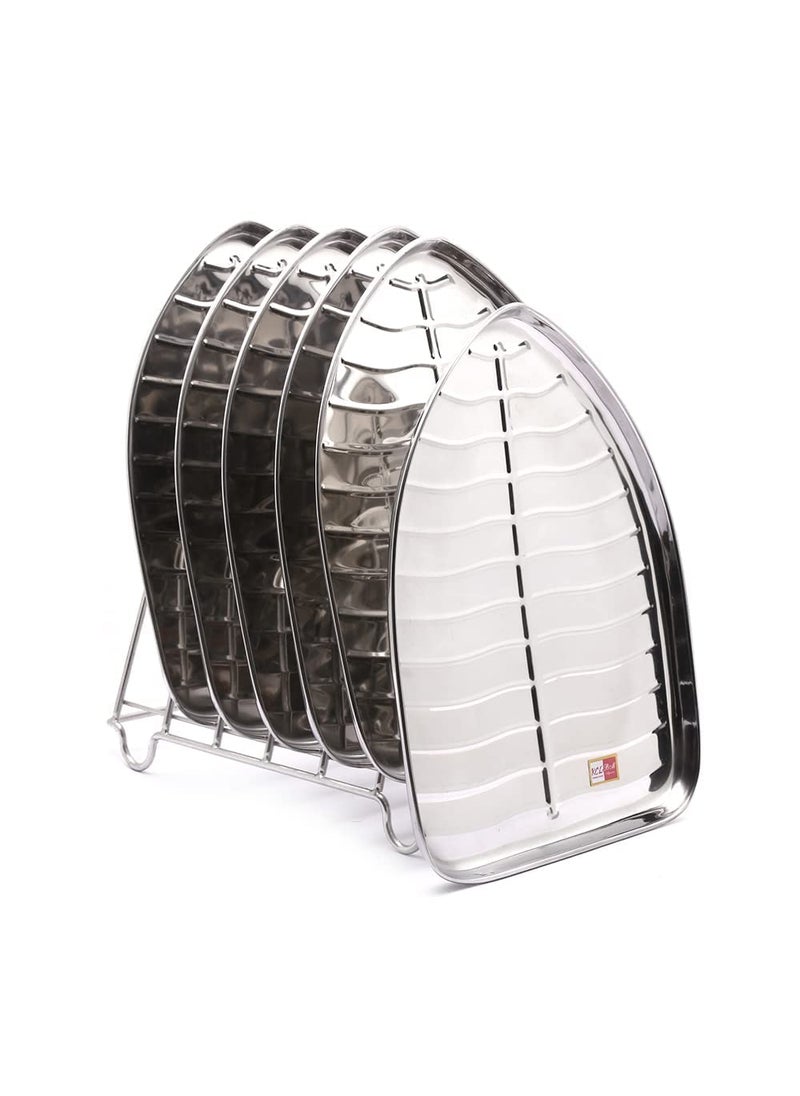 KCL KCL Stainless Steel Leaf Shaped Banana PlatesDinner PlatesLunch Plates 6 Unit Diameter 235 Cms no 00 6  - Image 1