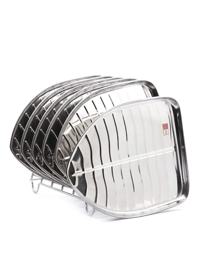 KCL KCL Stainless Steel Leaf Shaped Banana PlatesDinner PlatesLunch Plates 6 Unit Diameter 235 Cms no 00 6  - Image 2