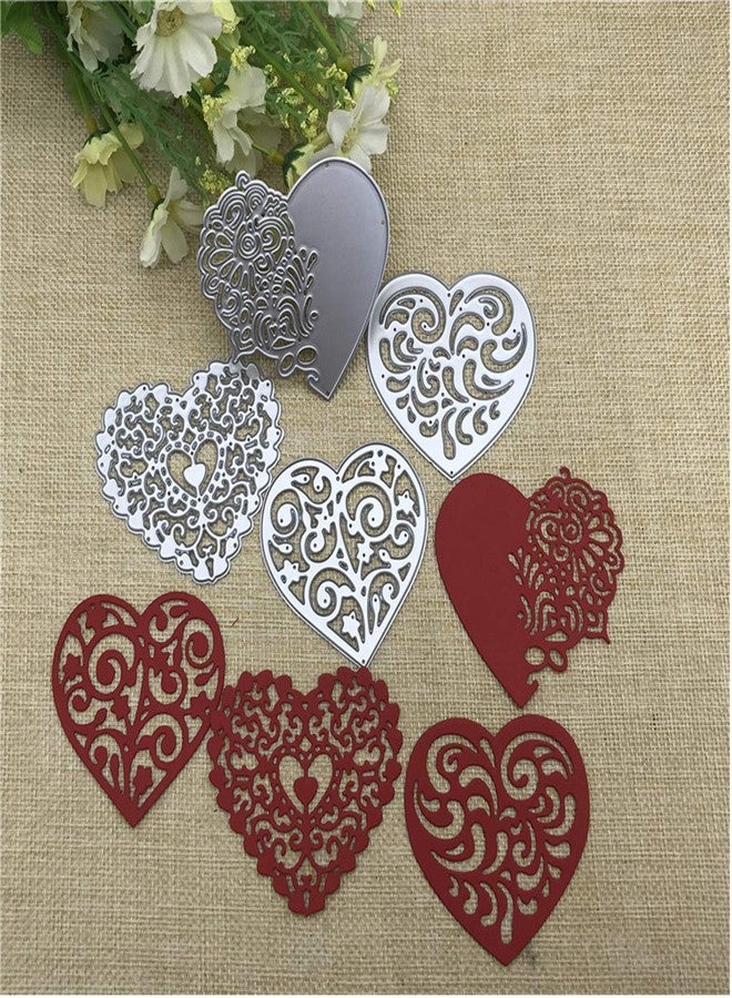 Paleery@FC 4pcs/Set Lace Love Metal Die Cuts,Heart Love Lace Flower Cutting Dies Cut Stencils for DIY Scrapbooking Album Decorative Embossing Paper Dies Card Making - Image 1