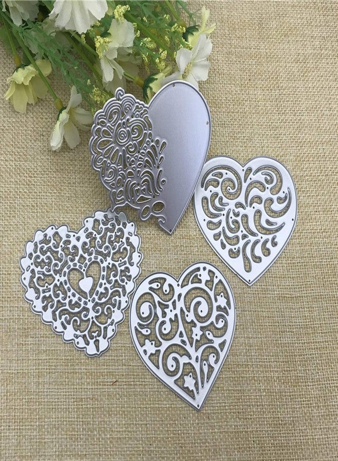 Paleery@FC 4pcs/Set Lace Love Metal Die Cuts,Heart Love Lace Flower Cutting Dies Cut Stencils for DIY Scrapbooking Album Decorative Embossing Paper Dies Card Making - Image 3