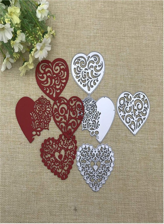 Paleery@FC 4pcs/Set Lace Love Metal Die Cuts,Heart Love Lace Flower Cutting Dies Cut Stencils for DIY Scrapbooking Album Decorative Embossing Paper Dies Card Making - Image 2
