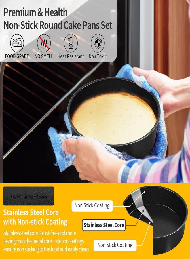P&P CHEF مجموعة قوالب كيك غير لاصقة من P&P CHEF، قطعتان، قوالب كيك دائرية مقاس 6 بوصات، مثالية لكعكات التكسير متعددة الطبقات، غير سامة وصلبة، قلب من الفولاذ المقاوم للصدأ، مانعة للتسرب، قطعتان - Image 5