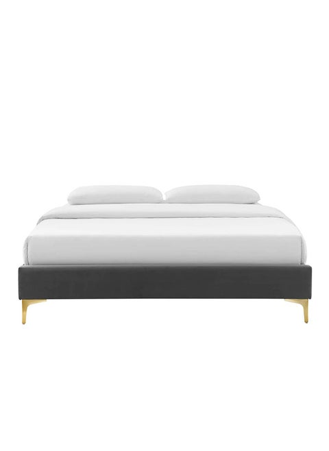 Sutton Velvet Bed 100x200cm Single size Bed in Charcoal Color