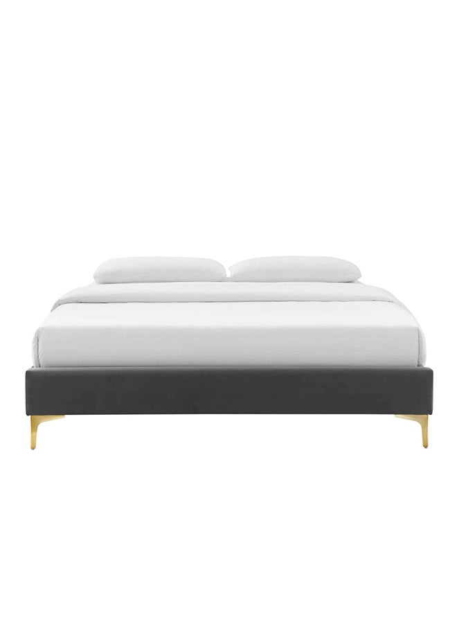 A to Z Furniture - Sutton Velvet Bed 100x200cm Single size Bed in Charcoal Color - Image 1