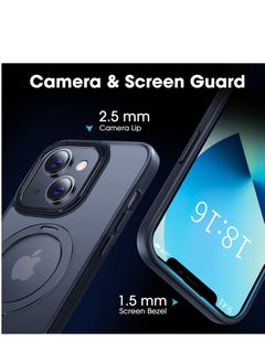 INFOSUN iPhone 13 Case with Magnetic Invisible Stand Cover Shockproof and Anti-Yellow Slim Thin Translucent Matte Protective Magsafe Case for Apple iPhone 13 6.1 inch - Black  - Image 5