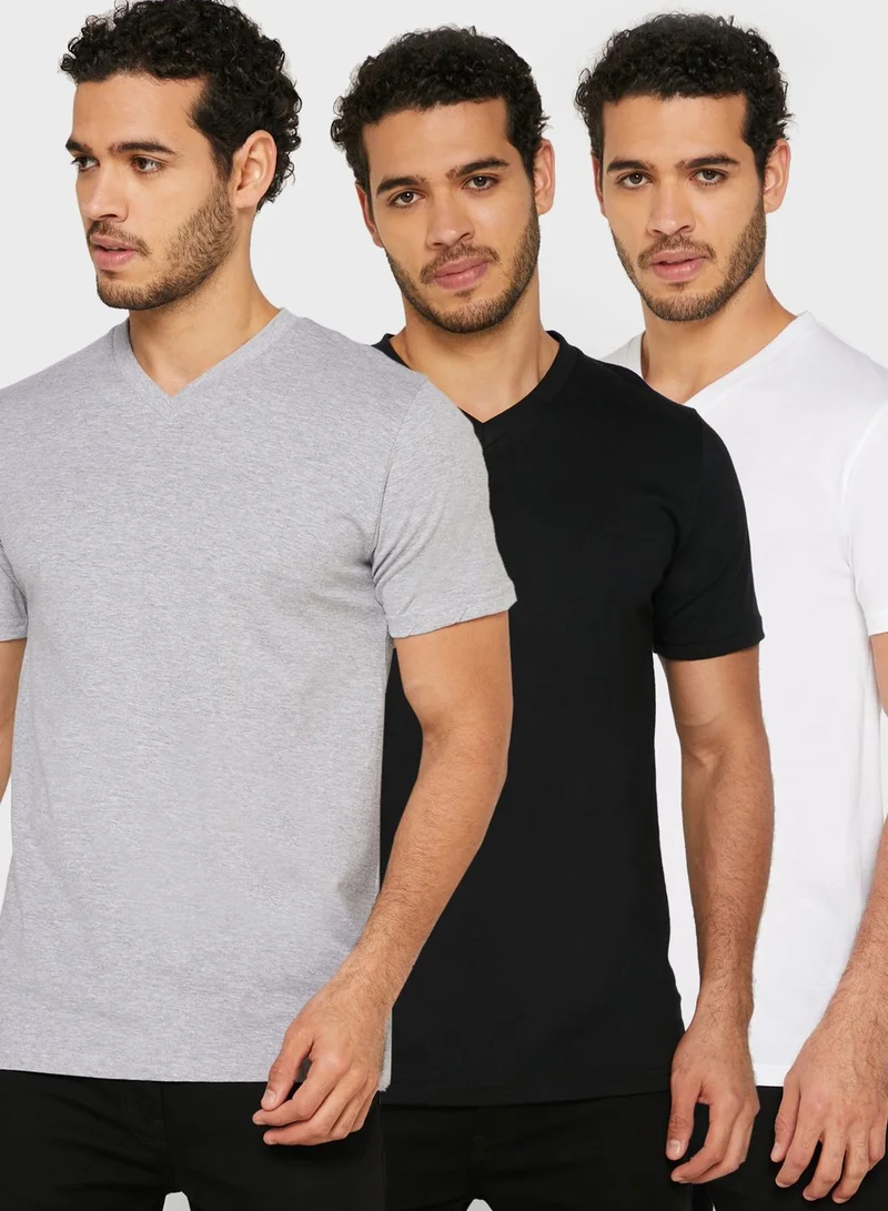 Seventy Five Basics 3 Pack Essential V Neck T-Shirts