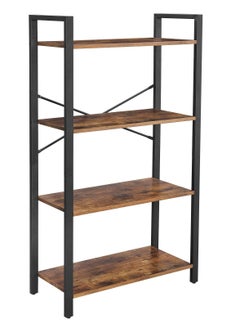 SKY-TOUCH Ladder Shelf, Bookshelf Rack 4-Tier Storage Organizer Shelf, Shelf Unit, Plant Stand, Living Room Bookcases, Industrial Bookshelf, for Bedroom, Kitchen, Office, Brown  - Image 1