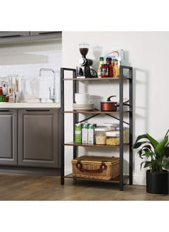 SKY-TOUCH Ladder Shelf, Bookshelf Rack 4-Tier Storage Organizer Shelf, Shelf Unit, Plant Stand, Living Room Bookcases, Industrial Bookshelf, for Bedroom, Kitchen, Office, Brown  - Image 5
